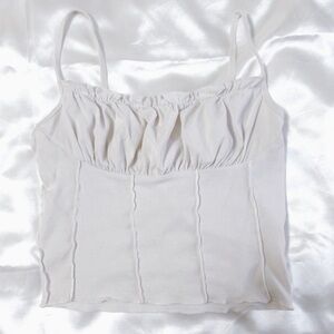 Ruffle Trim Bustier White Tank